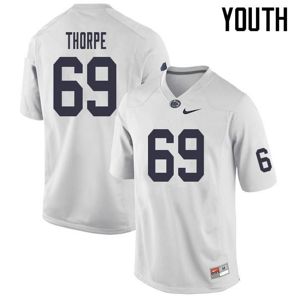 Youth #69 C.J. Thorpe Penn State Nittany Lions College Football Jerseys Sale-White - Click Image to Close